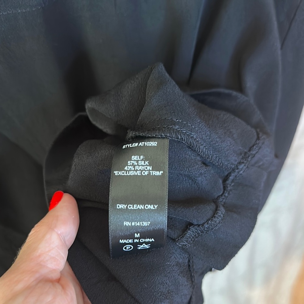 Astr Black Silk with Bead Cuffed Sleeve Crop Blouse - Picture 4 of 8